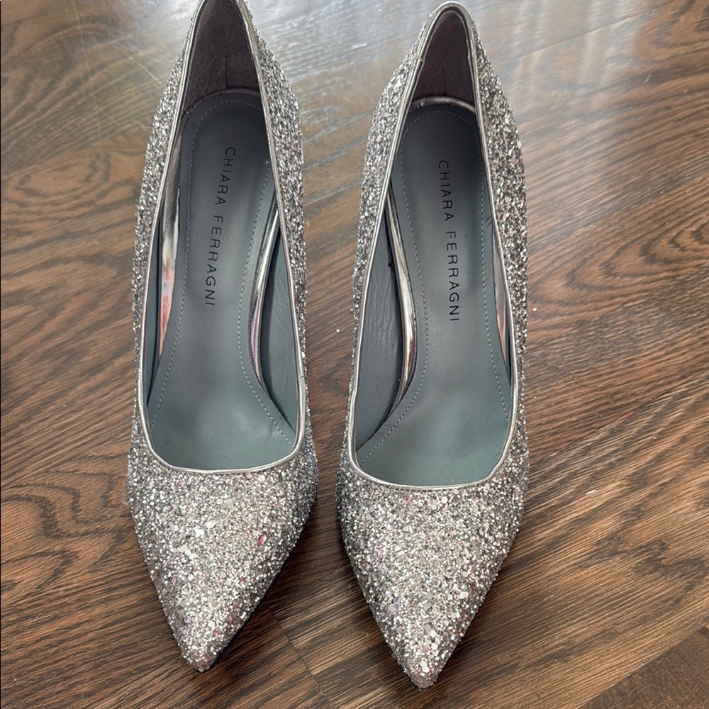 Chiara Ferragni Silver Glitter Heels